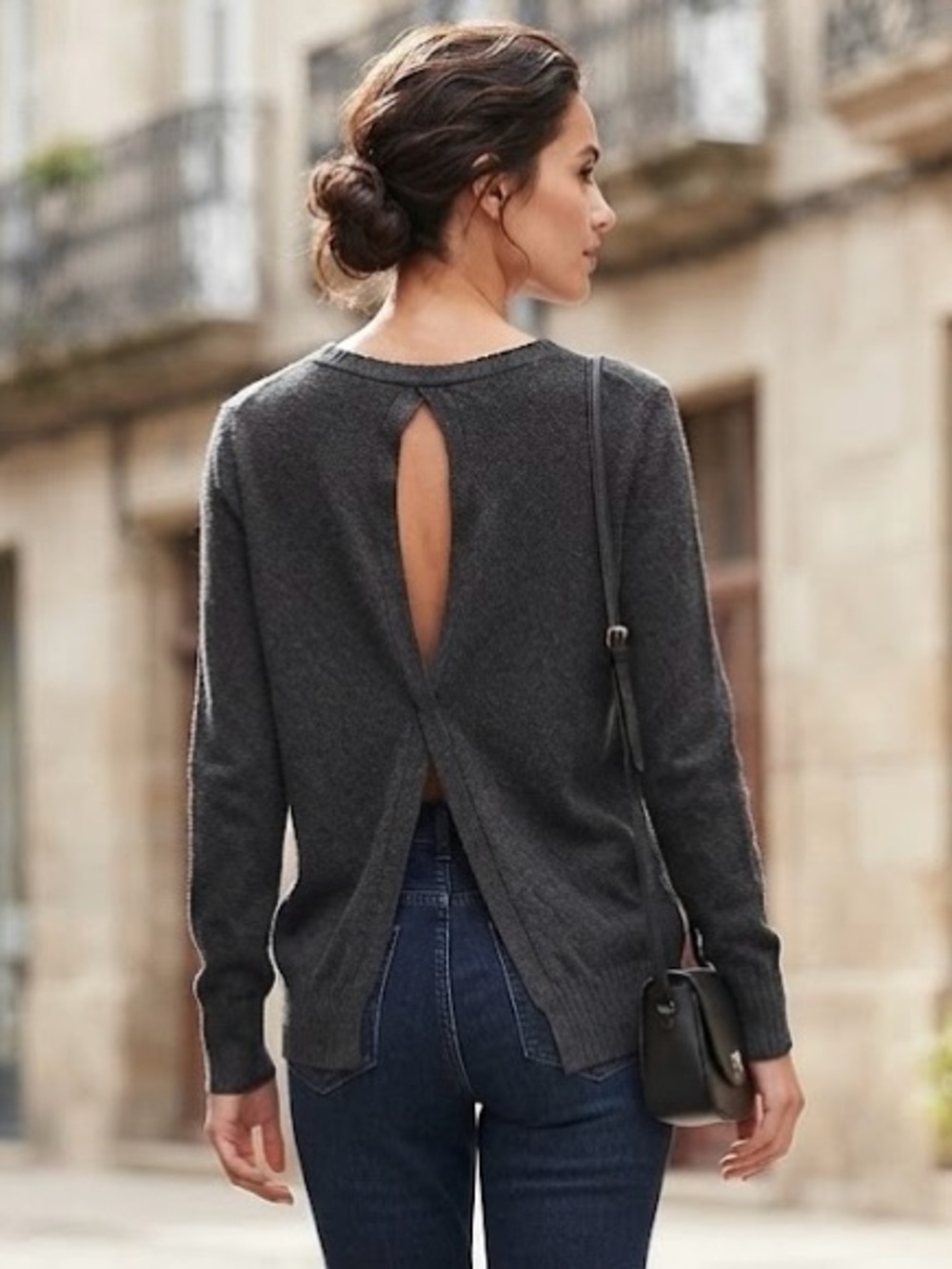 Lululemon Open-Back Charcoal Sweater Cashmere Blend Soft Classic Luxury 6